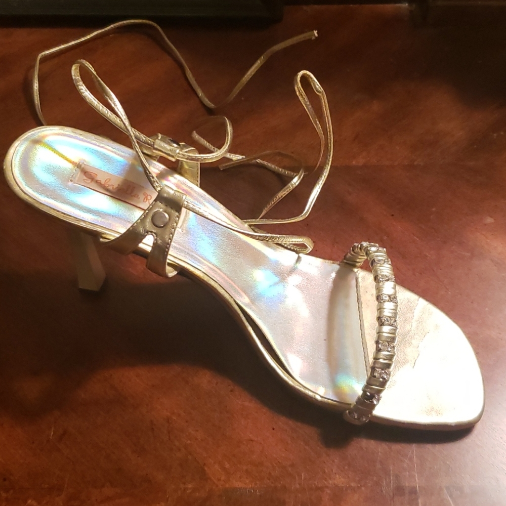Charlotte Russe gold lace up heels
